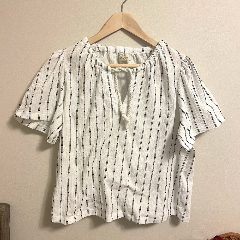 Madewell -White and Black Striped Blouse - Size M